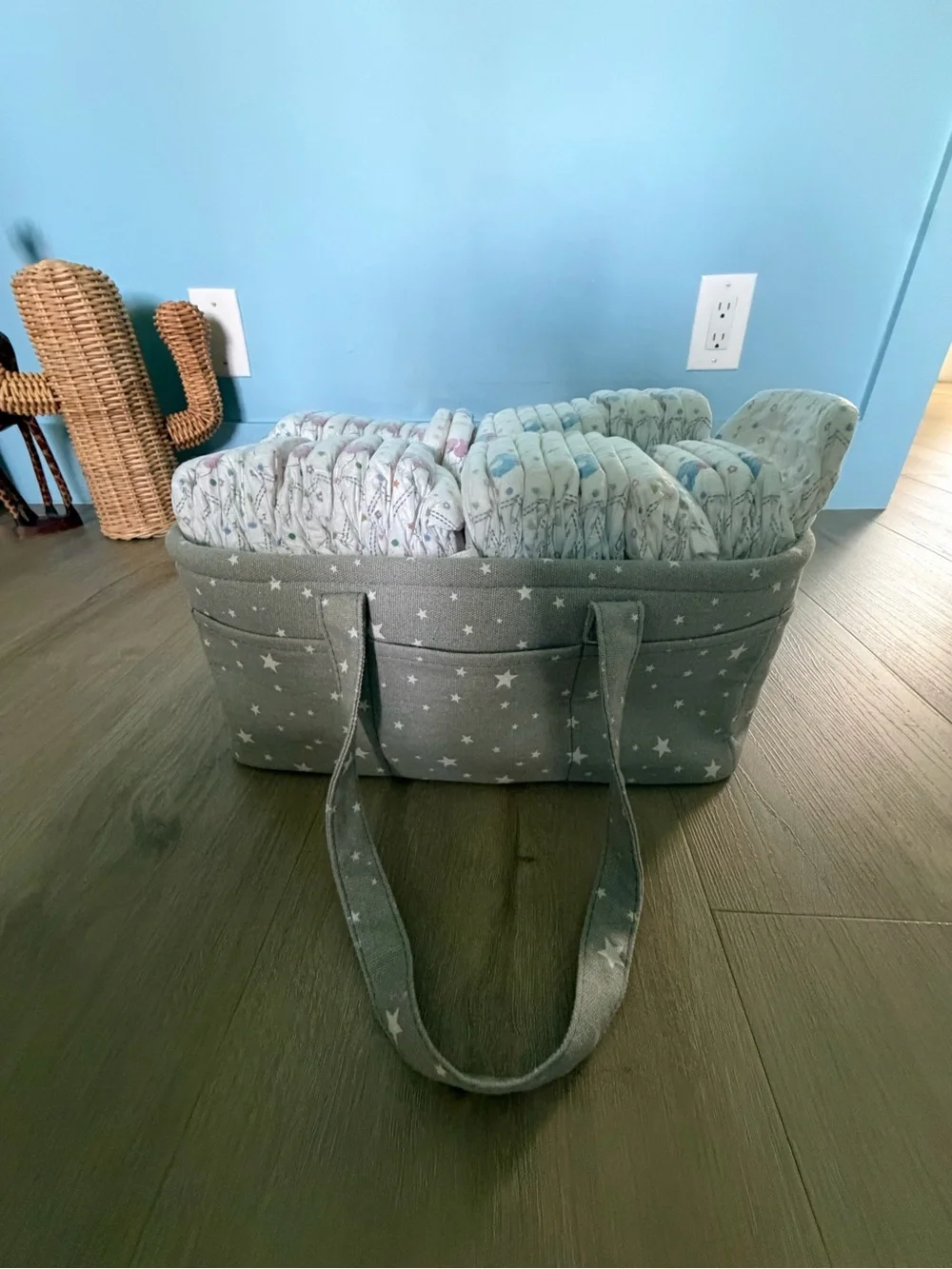 Gray Star-Pattern Diaper Caddy Tote - Home Accents
